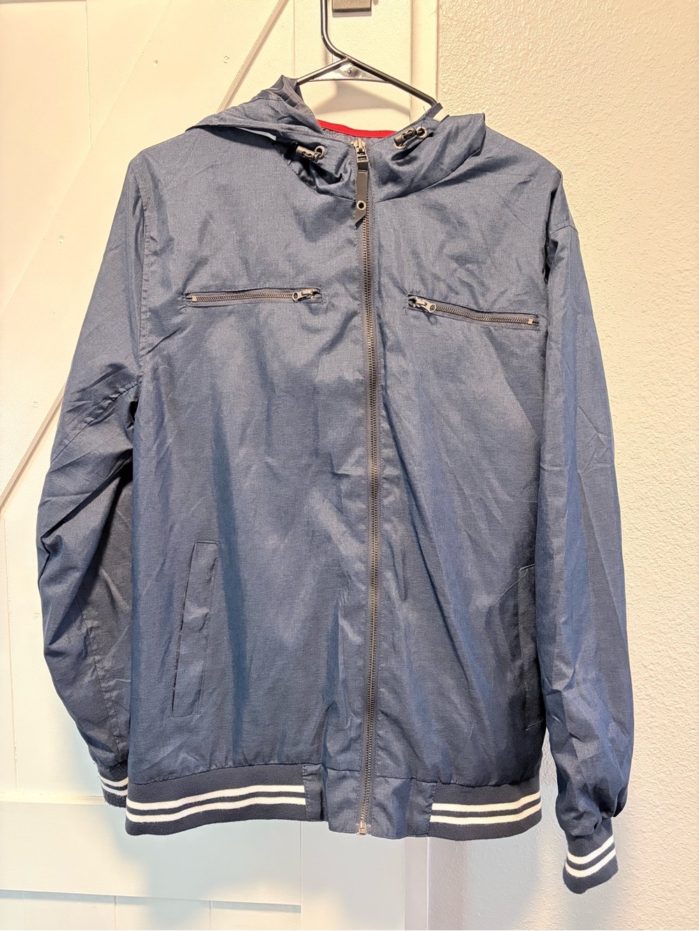 Men's Hooded Windbreaker Jacket - Navy Blue
